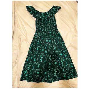 HHH Hill House Home Akilah Nap Dress in Emerald Botanical Poplin L Large